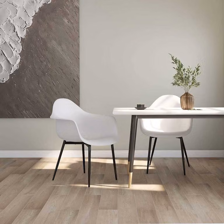Set di 2 sedie da pranzo vidaXL bianche in plastica e metallo con design minimalista