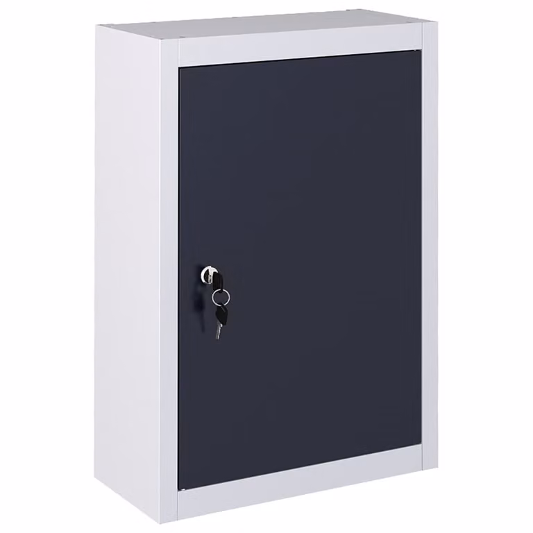 The Living Store Armadio a muro per attrezzi design industriale in metallo grigio e nero