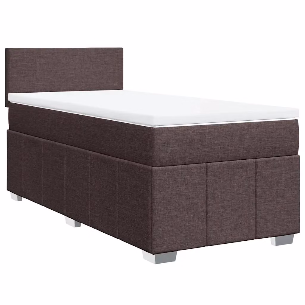Letto Ibrido vidaXL con Giroletto a Molle e Materasso in Tessuto Marrone e Bianco L/P: 90 x 200 cm – 2