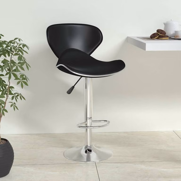 Sgabello da bar moderno vidaXL in similpelle nero con struttura in metallo