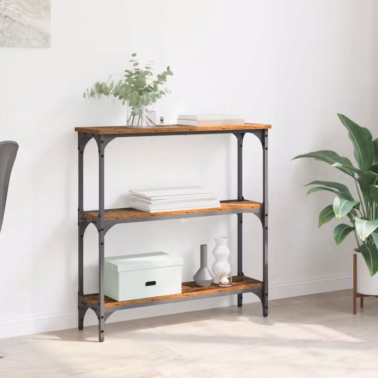 vidaXL Tavolo consolle in stile industriale color marrone, L 75 cm x P 22,5 cm x H 75 cm