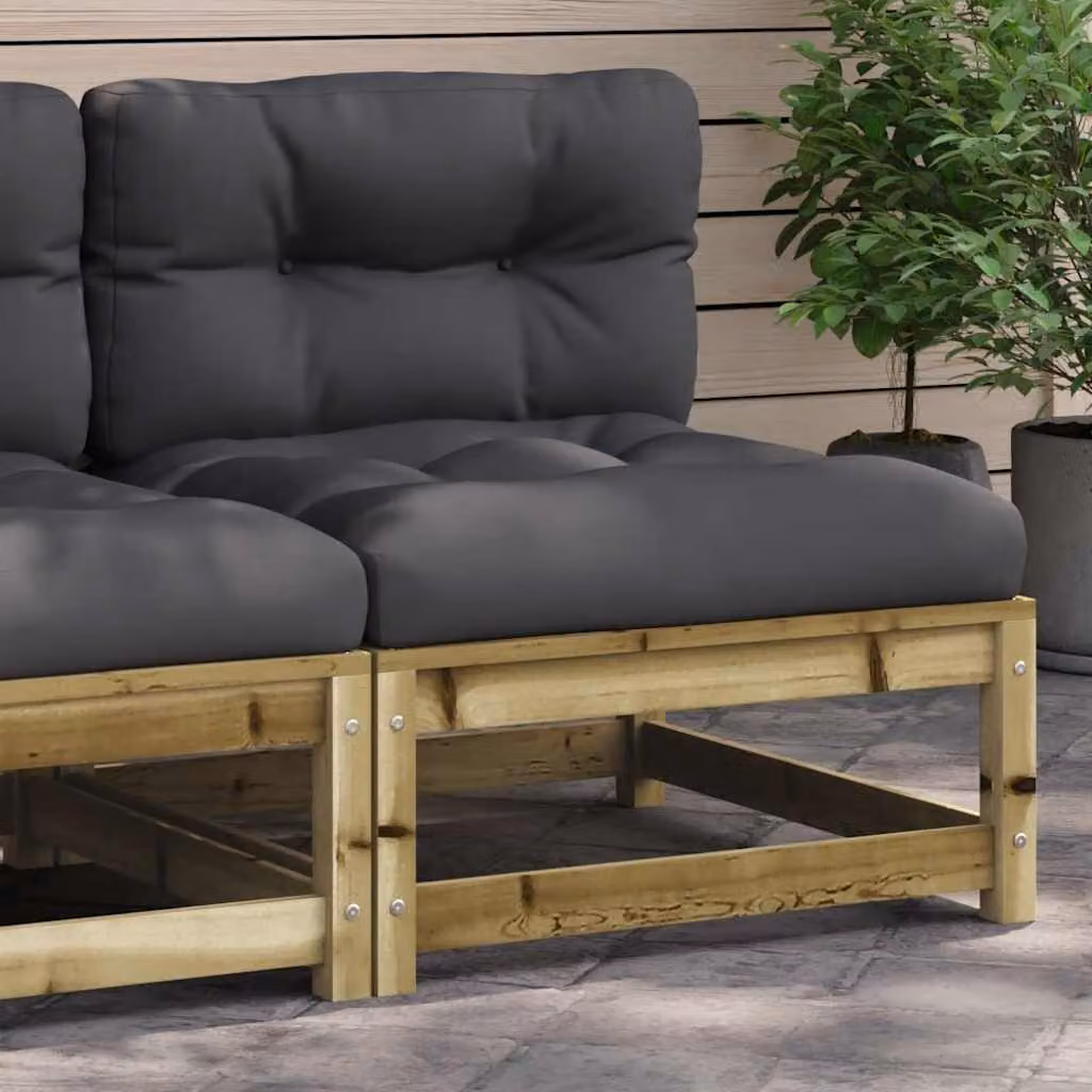 Divano da giardino vidaXL in legno di pino impregnato con cuscini, stile rustico, colori antracite, marrone o grigio