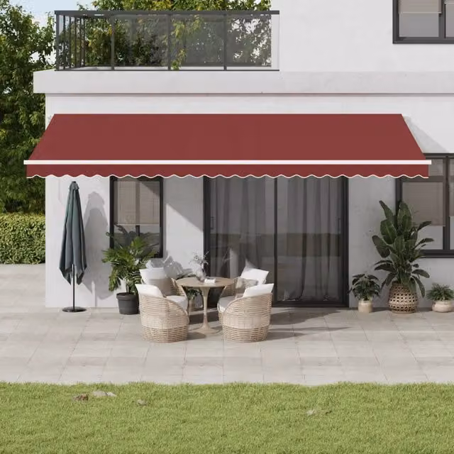 Tenda da Sole Retrattile Manuale con LED Bordò 600x350 cm 3214995