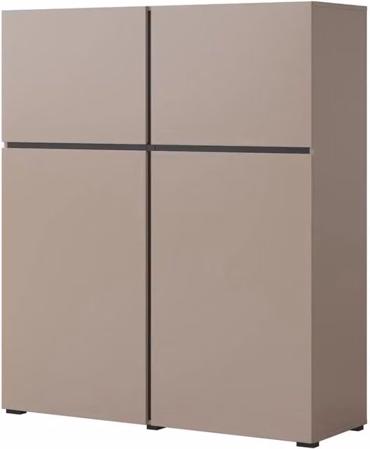 Buffet alto color beige e nero L120xH140xP40 collezione HAVANA. Credenza alta di design con 4 porte.