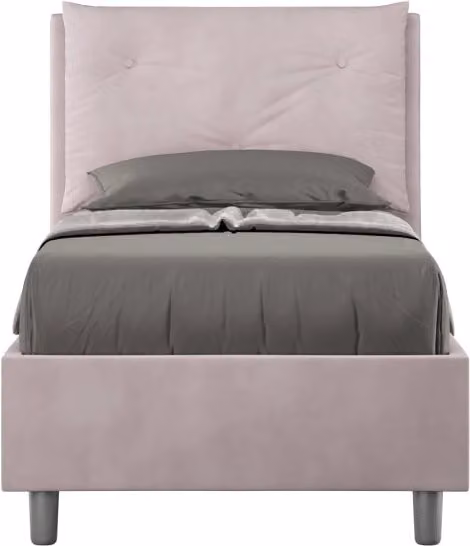 BS COM Letto singolo contenitore imbottito in microfibra colore glicine L 90 x P 210 cm