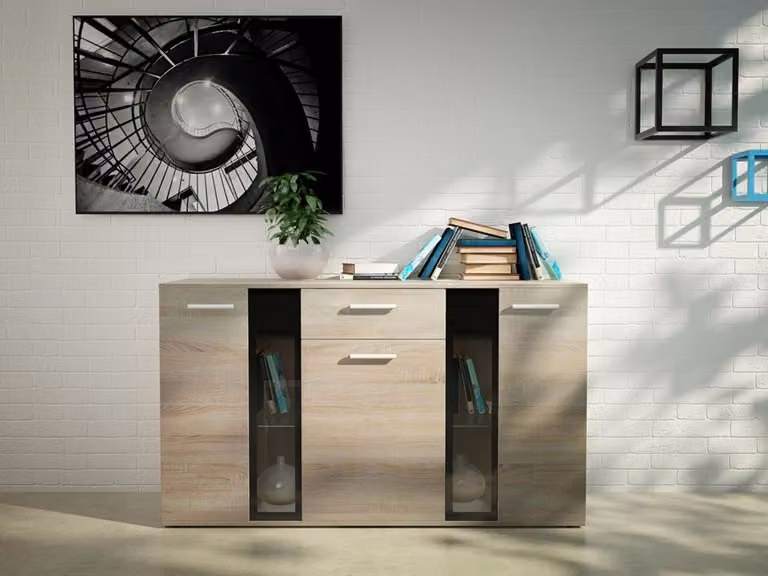 Cassettiera combinata con illuminazione a LED PARK - rovere sonoma