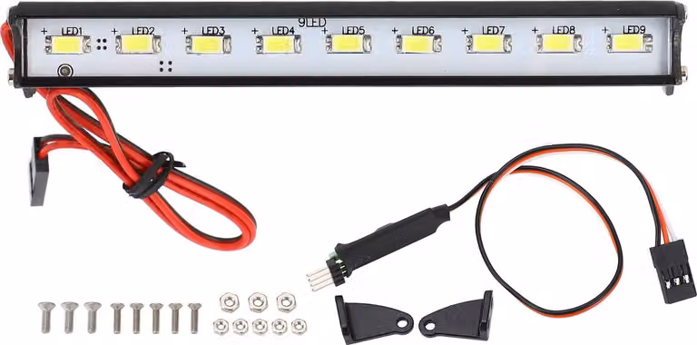 RC auto barra luminosa in lega di alluminio LED super luminoso luce sul tetto per Redcat Axial SCX10 D90 HPI 115 mm / 4,53 pollici 9LED