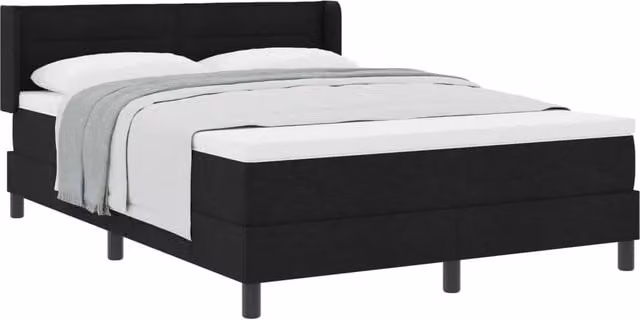 Letto a molle con testiera vidaXL in tessuto nero L: 140 cm, P: 200 cm, H: 203 cm – 1