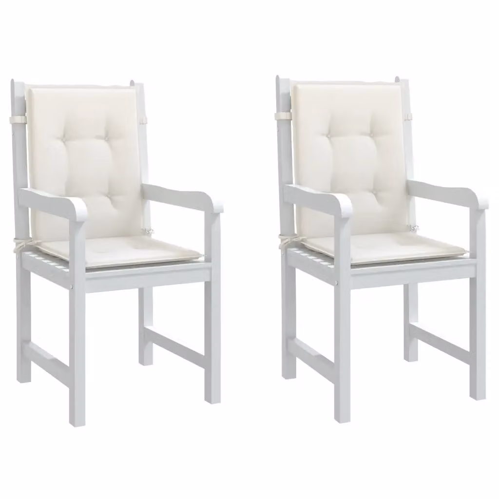 Set di 2 cuscini per sedia vidaXL in tessuto beige e bianco con schienale basso e antiscivolo L 100 cm, P 50 cm, H 4 cm