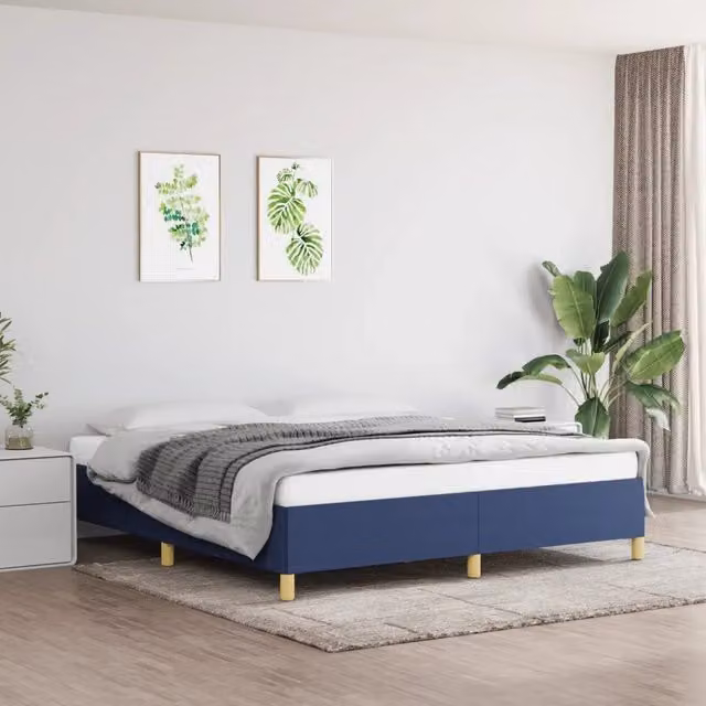 Struttura Letto a Rete a Molle Giroletto Blu in Tessuto L: 160 cm, P: 200 cm – 1