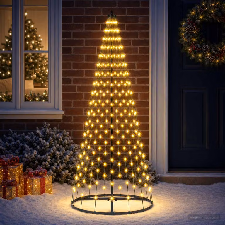vidaXL Albero di Natale LED 165 cm 270 LED Bianco caldo Ferro Nero