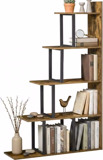 Libreria a scala in stile industriale XYLO in legno marrone L 102 cm x P 30 cm x H 160 cm