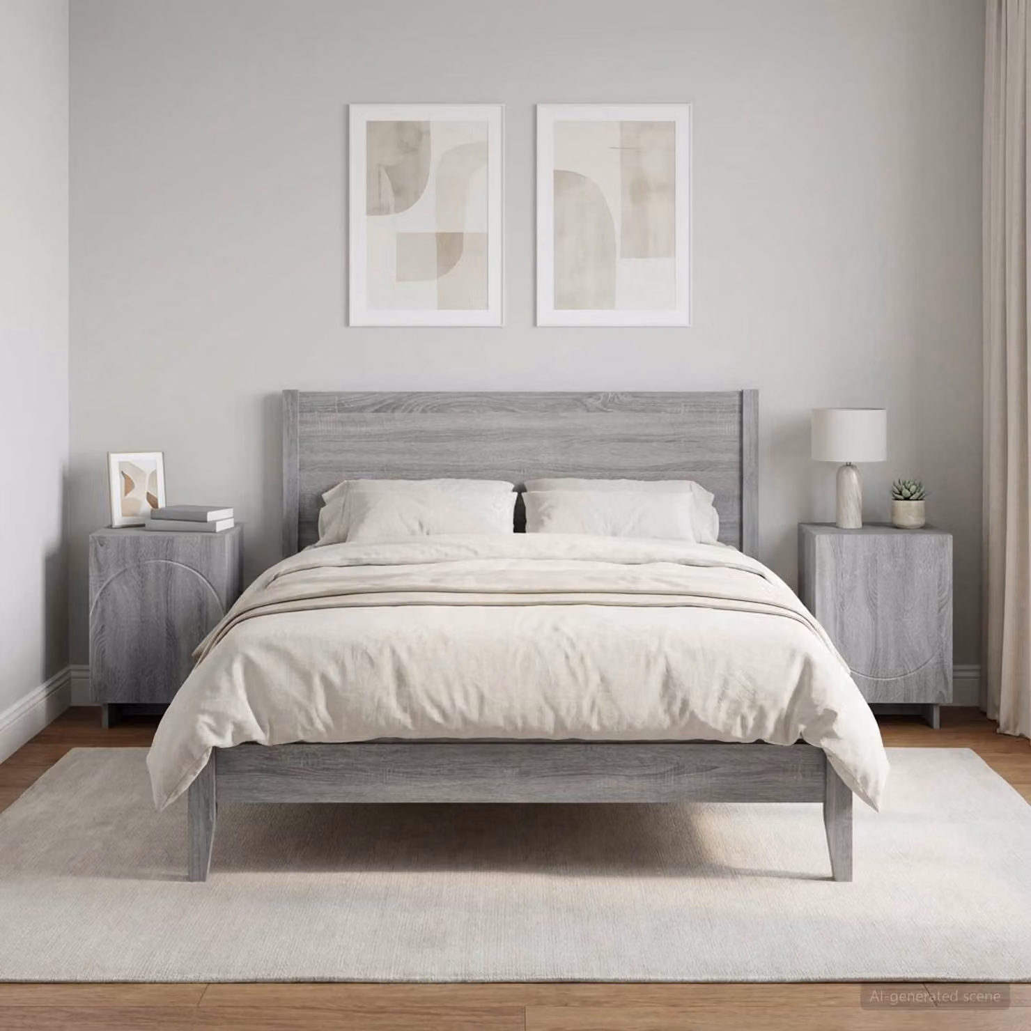 Set di 2 comodini moderni vidaXL in colore grigio, L: 33,5 cm, P: 34,5 cm, H: 50 cm