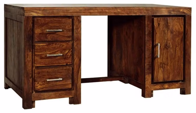 MASSIVMOEBEL24 | scrivania in legno di Sheesham / palissandro 150x75x78 miele laccato METRO LIFE #119