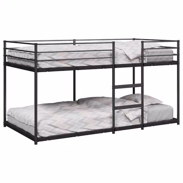 Letto a castello a due livelli vidaXL in metallo nero per cameretta bambini L: 120 cm, P: 195 cm, H: 111 cm