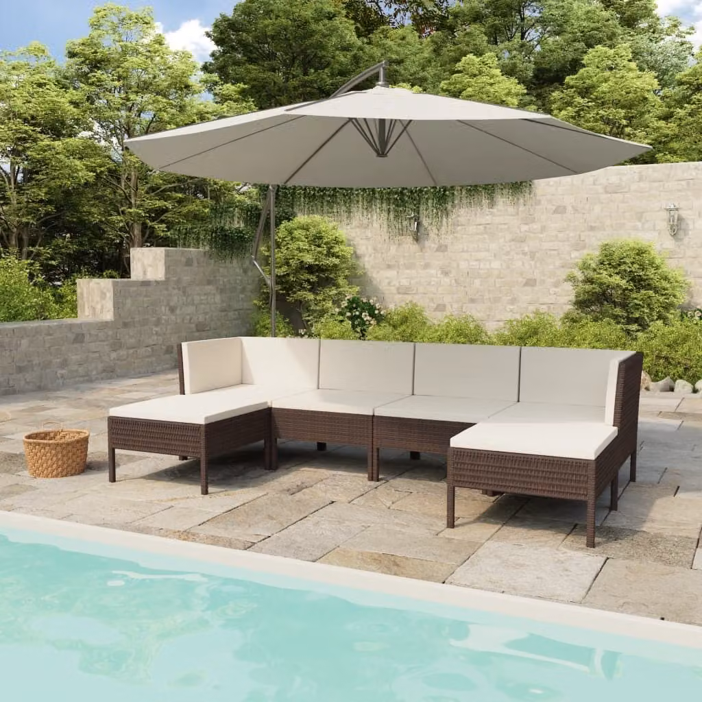 Maison Exclusive - Set da giardino 6 pezzi con cuscini in polyrattan marrone
