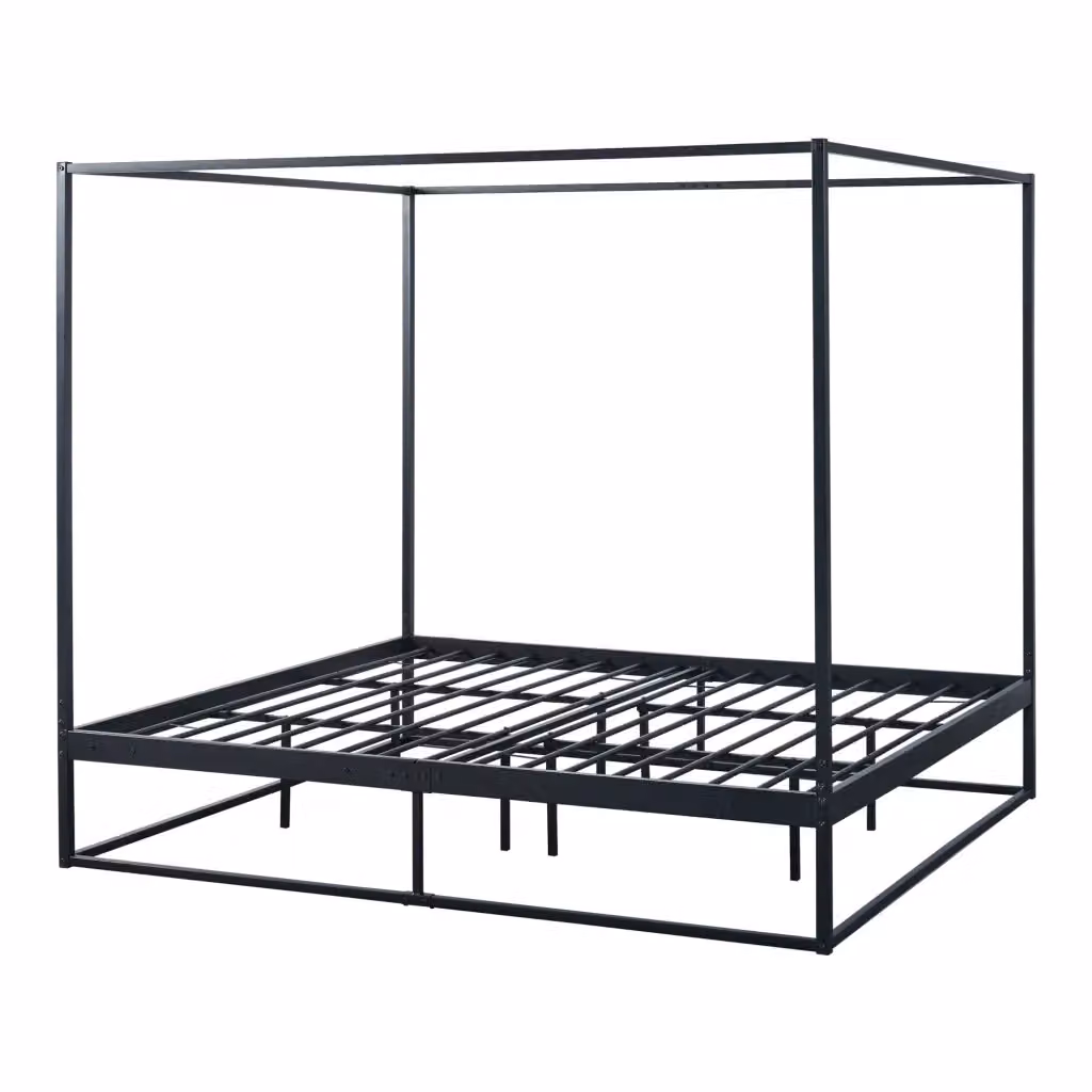 Letto a Baldacchino Kristianstad en.casa in Metallo Nero L: 180 cm, P: 200 cm, H: 206 cm – 2