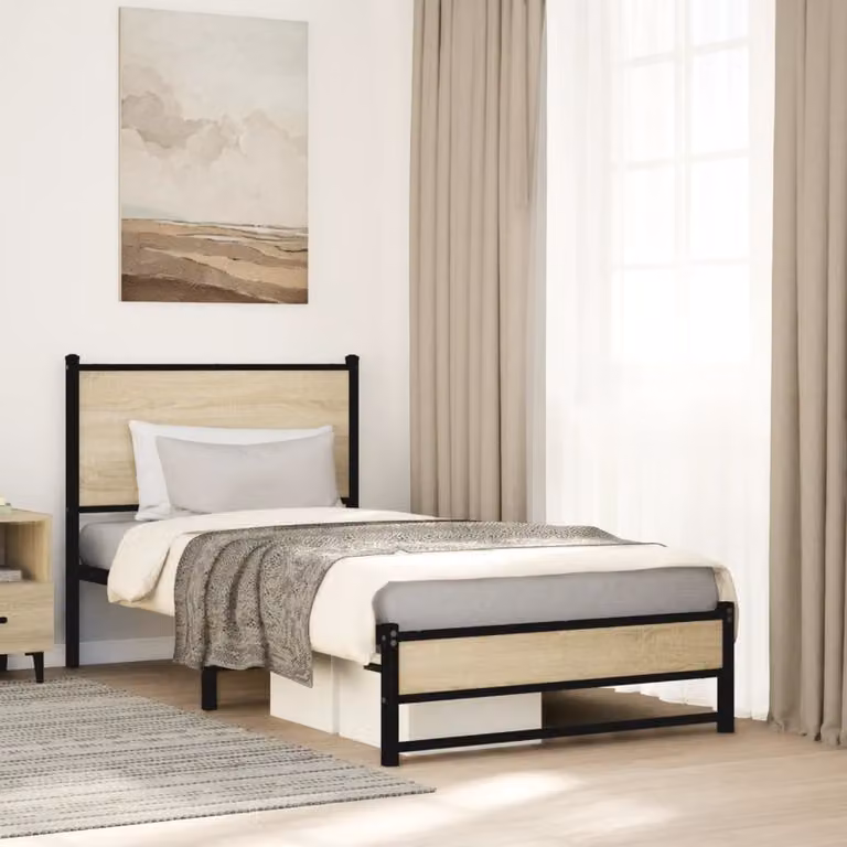vidaXL Giroletto in Metallo Rovere Sonoma L: 75 cm, P: 190 cm