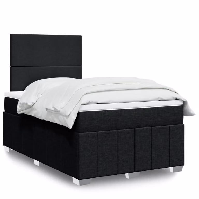vidaXL Giroletto a Molle con Materasso in Tessuto Nero e Bianco L/P: 120 x 190 cm