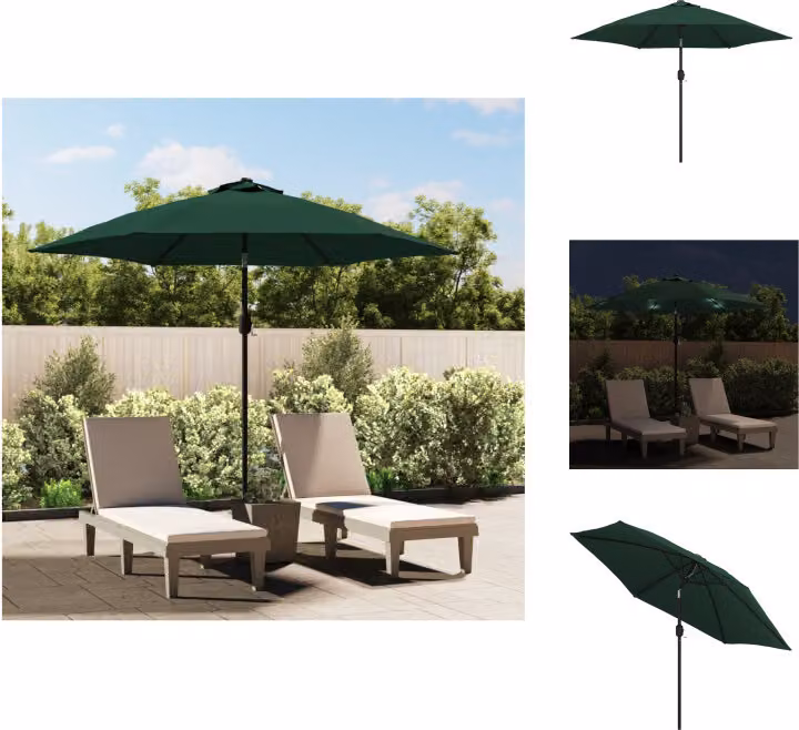 vidaXL LED Ombrellone a sbalzo 3 m verde - Ombrelloni e tende da sole