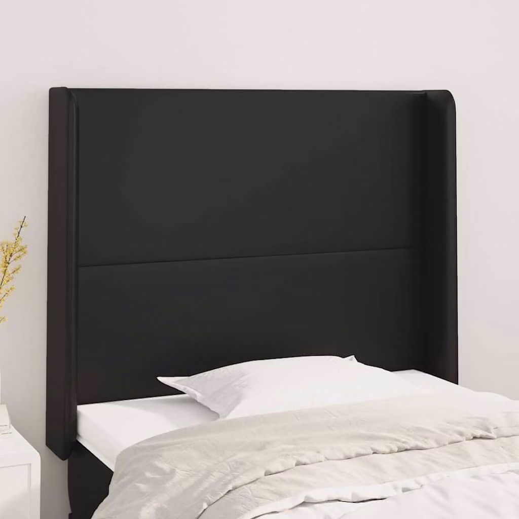 Testiera per letto vidaXL in similpelle nera con pannello imbottito, L: 93 cm, P: 16 cm, H: 118-128 cm