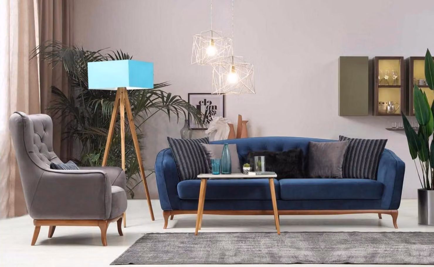Sofagarnitur Sofa Garnitur Sofas 4+1 Sitzer Stoff Chesterfield Polster Samt Set