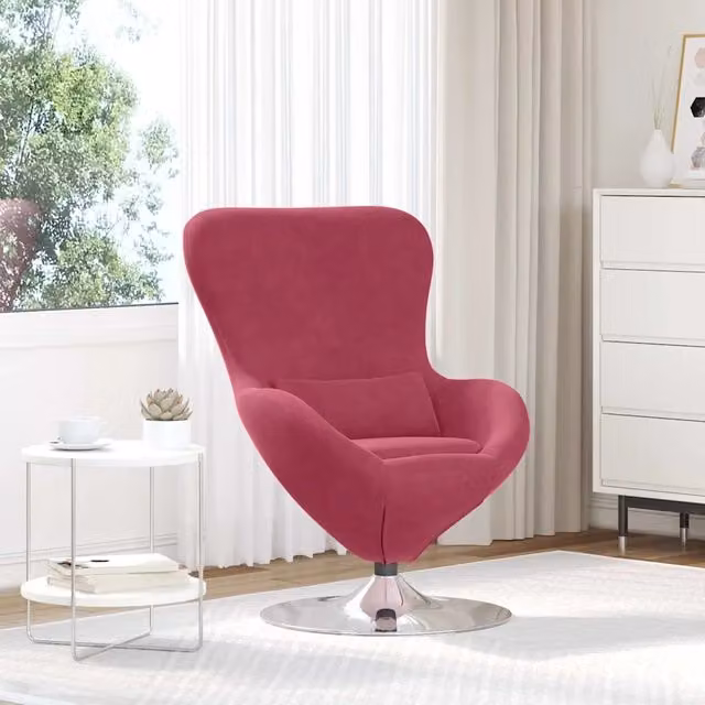 Divano Sedia-Poltrona uovo Rosso Vino Velluto