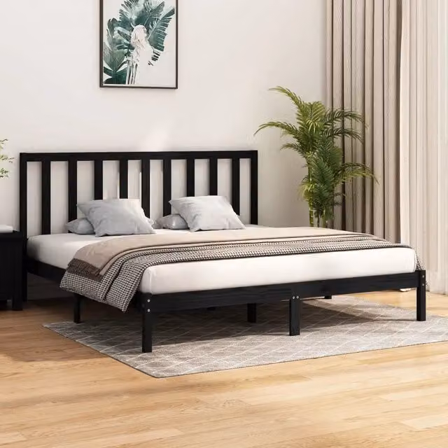 Giroletto Nero in Legno Massello di Pino MERCATOXL L/P: 200 x 200 cm