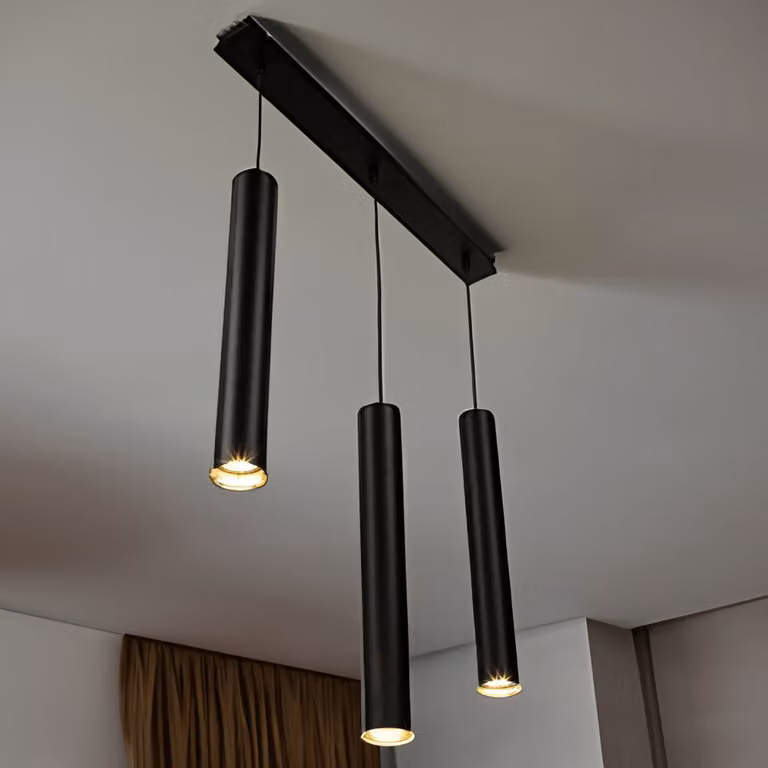 Lampada a sospensione 3 luci tavolo da pranzo sala da pranzo metallo nero cilindro sospensione