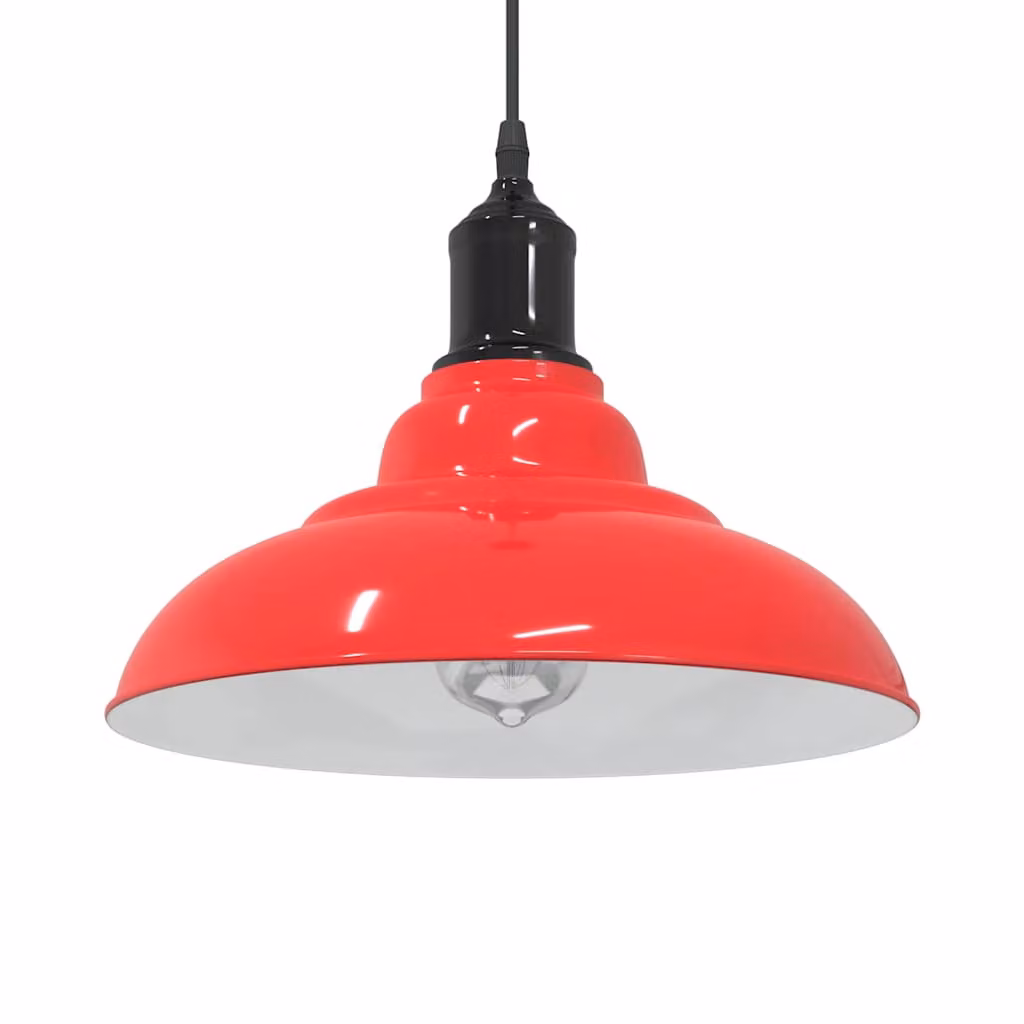 Lampada a sospensione regolabile vidaXL in metallo rossa per cucina, soggiorno o camera da letto, attacco E27, Diametro: 31 cm