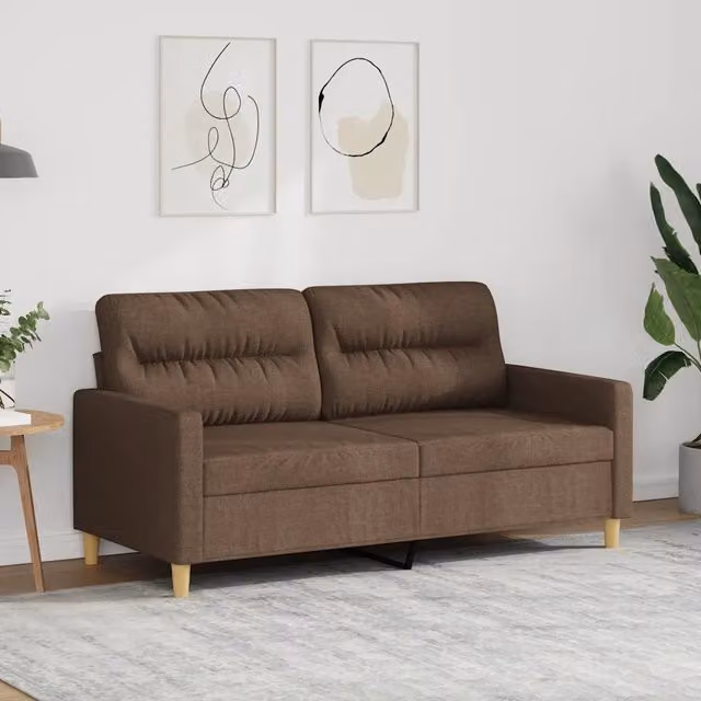 Divano a 2 Posti Marrone 140 cm in Tessuto 359238