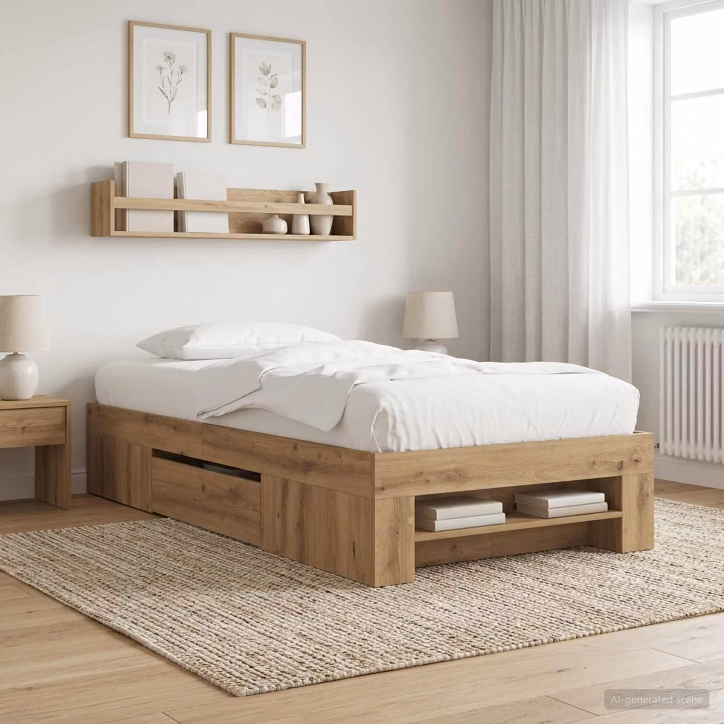 vidaXL Letto moderno con contenitore in legno Rovere, L 80 cm x P 200 cm