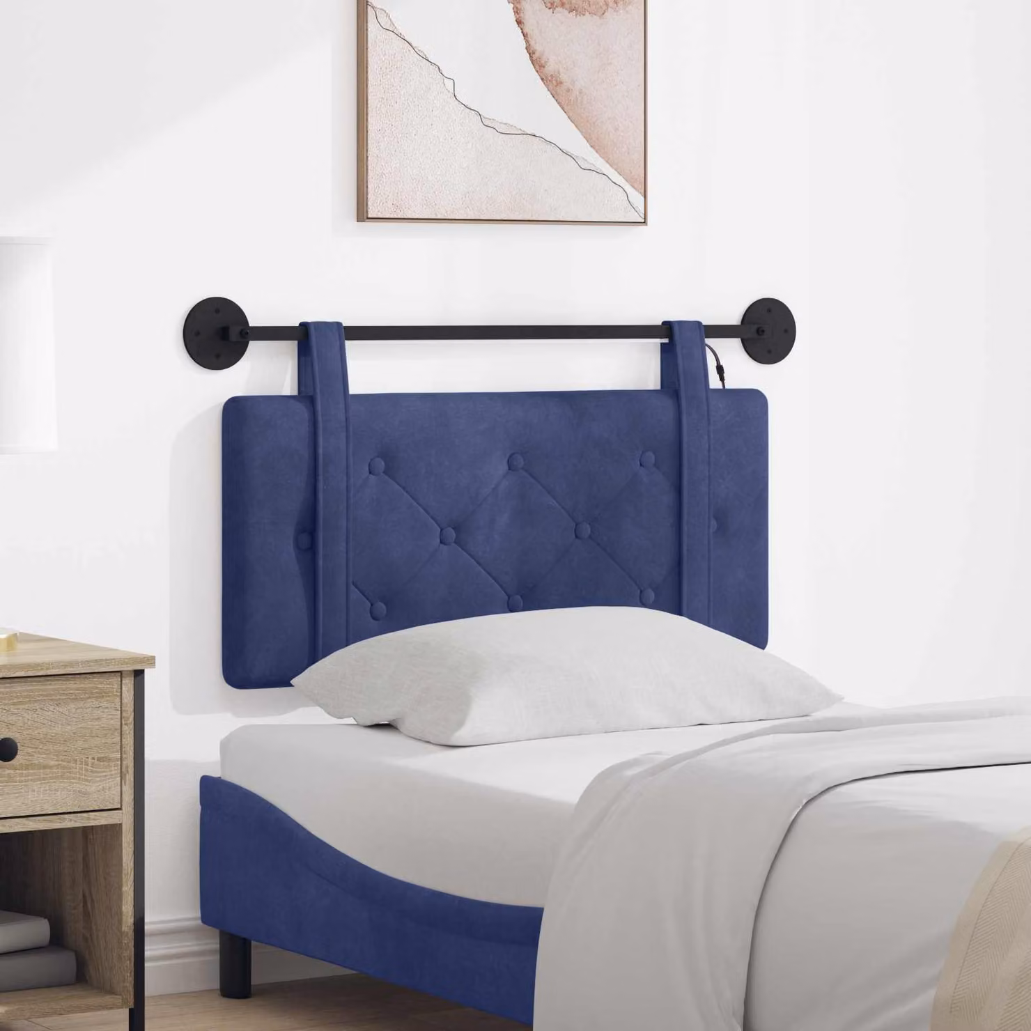 Testiera sospesa vidaXL in velluto blu con illuminazione LED integrata