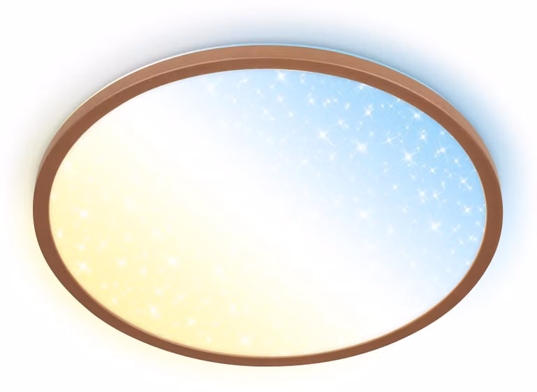 Briloner SLIM Pannello LED, telecomando, dimmerabile, CCT, cielo stellato, caffè, Ø37,5 x 4,5 cm