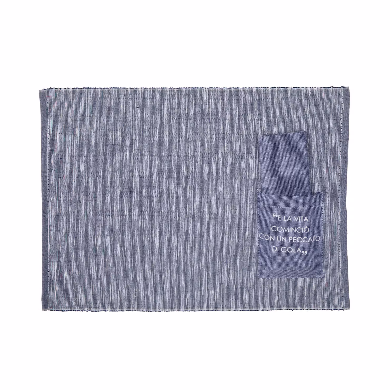 Set di tovaglietta e tovagliolo Kasanova con scritta Quotes in colore blu denim – 2