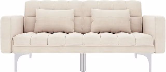 Divano Letto Crema in Tessuto 247216
