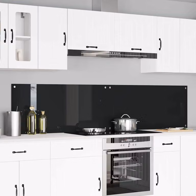 Set di 2 schienali per cucina vidaXL in vetro temperato nero, L: 110 cm, H: 50 cm