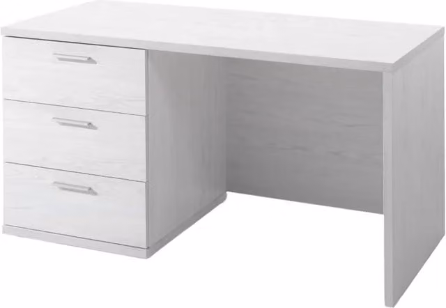 Scrivania robusta per bambini con 3 cassetti collezione OLVENA colore bianco effetto legno.