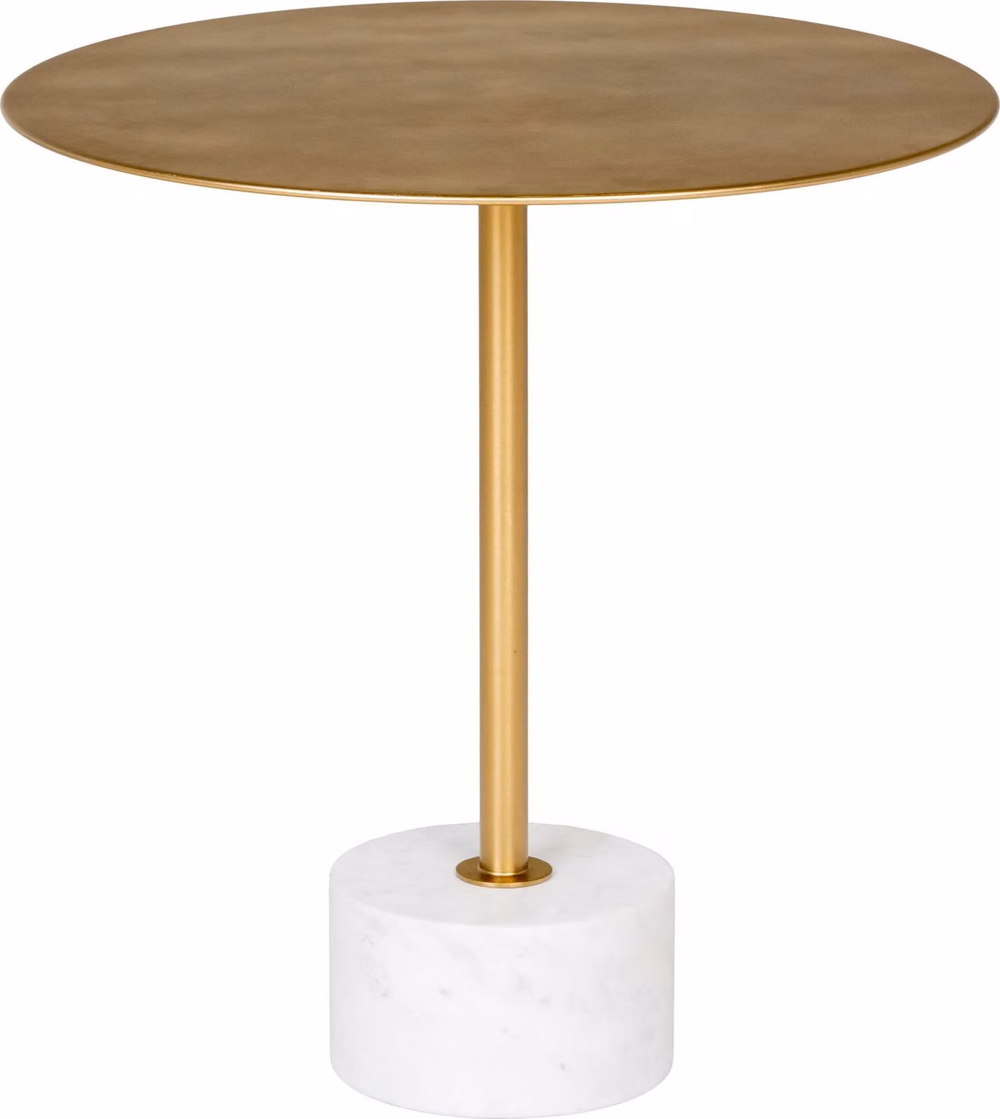 Tavolino Lecco, tavolo angolare Ø51cm marmo ottone, marmo.