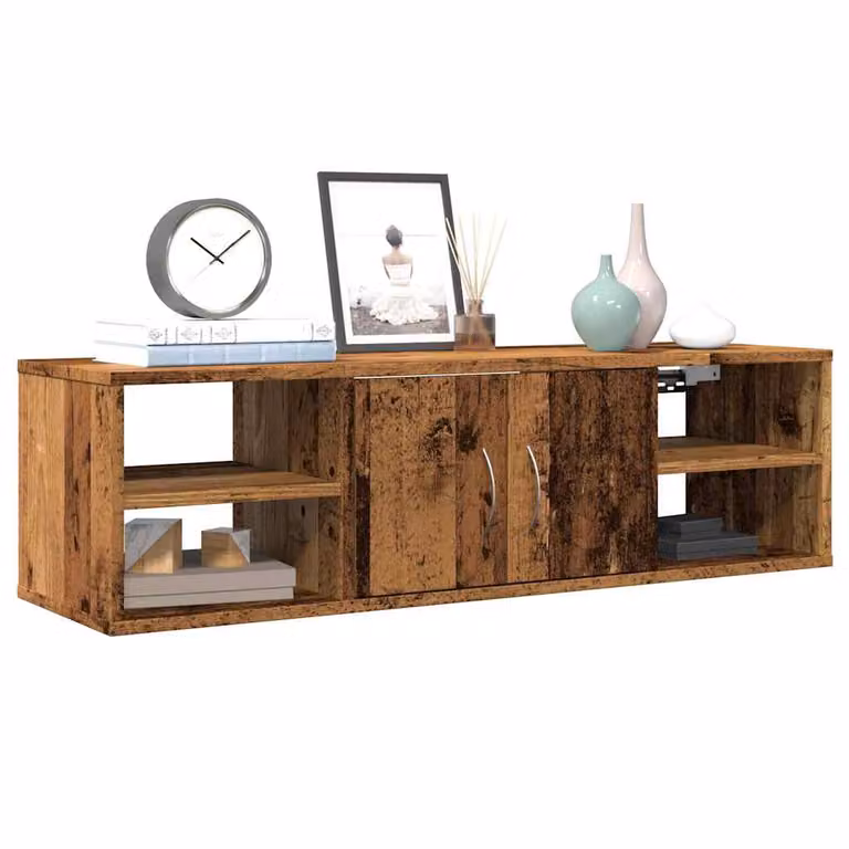 Armadietto a muro vidaXL in legno rustico marrone con ante a battente e ripiani interni L 101 cm x H 30 cm x P 29 cm