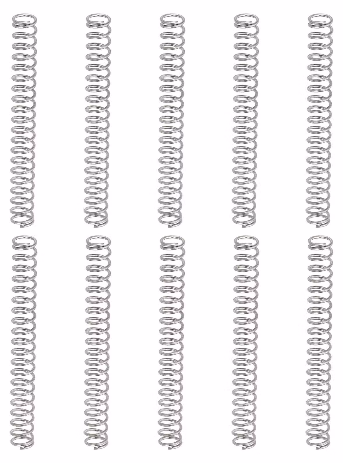 Molle a compression, 10 pezzi, 0,5x4x35 mm, acciaio inossidabile 304, colore argento