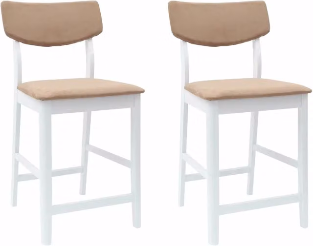 Set di 2 sedie da pranzo moderne DESIGN IN in legno di gomma e tessuto bianco L 48 cm x P 49 cm x H 95 cm