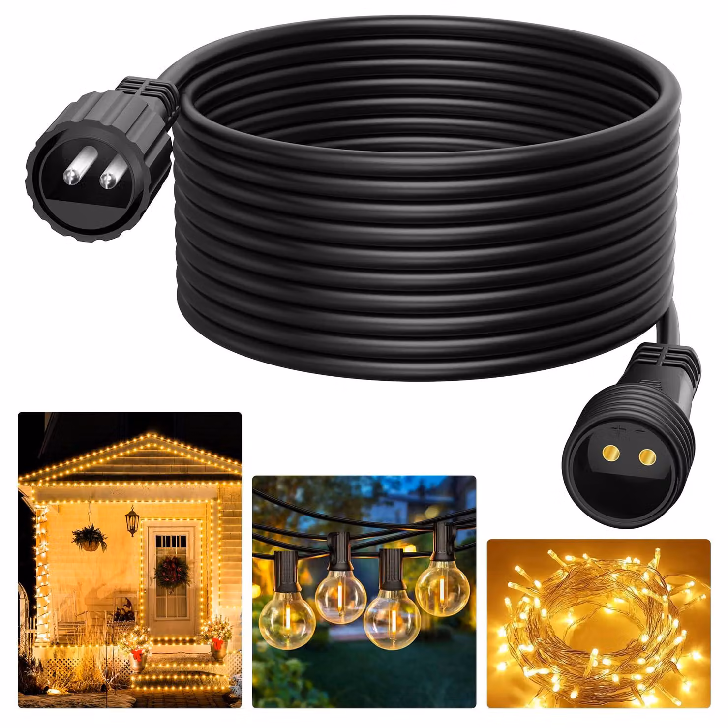 Cavo di prolunga per luci a LED, lunghezza 6 metri, 2 poli, grado di protezione IP65, impermeabile, per illuminazione esterna