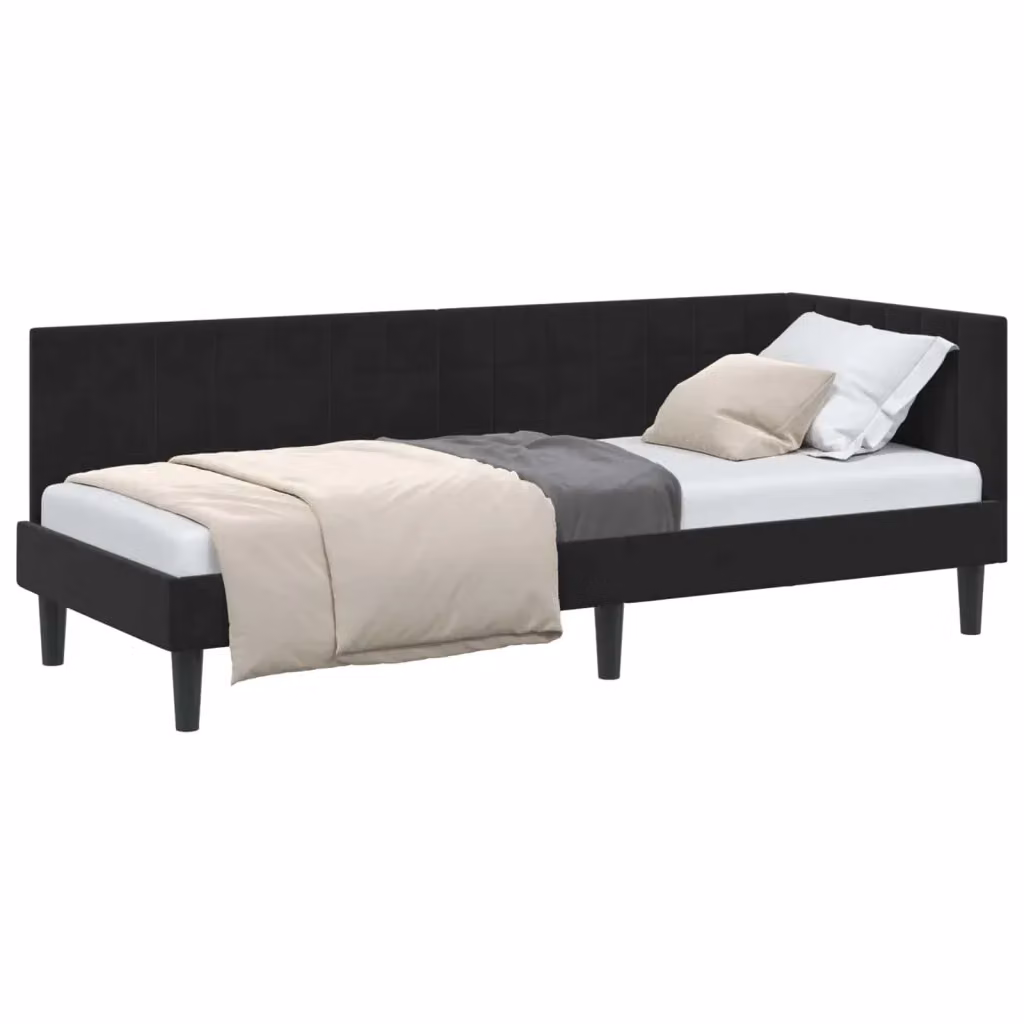 Cornice del letto ad angolo vidaXL in velluto nero L/P/H: 200 x 80 x 35 cm – 2