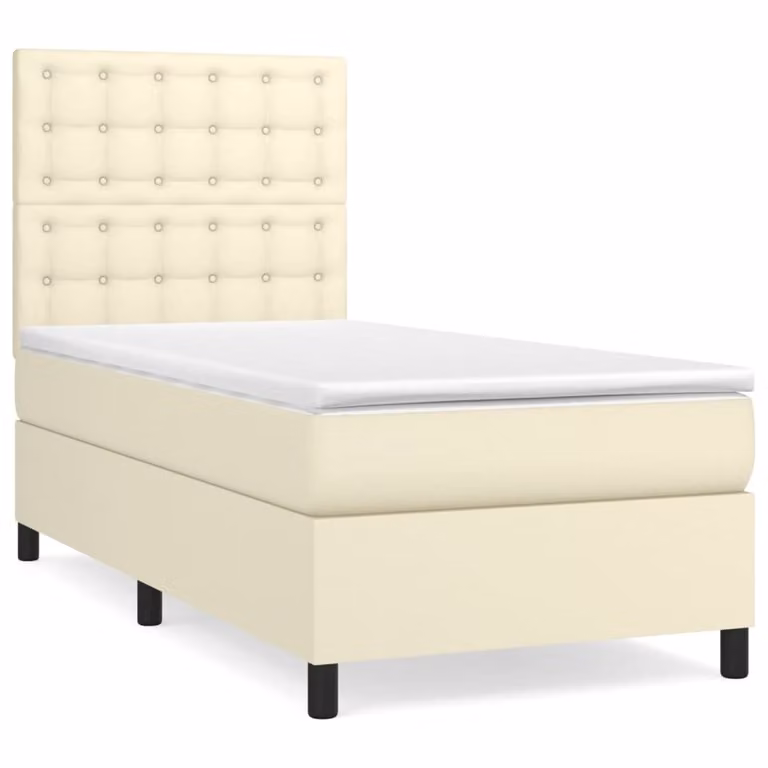 Giroletto a Molle con Materasso Crema 80x200 cm in Pelle finta