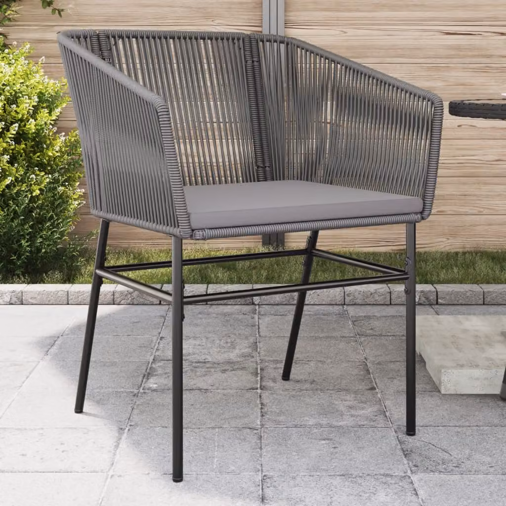 Set di 2 sedie da giardino vidaXL in polyrattan grigio con cuscini inclusi