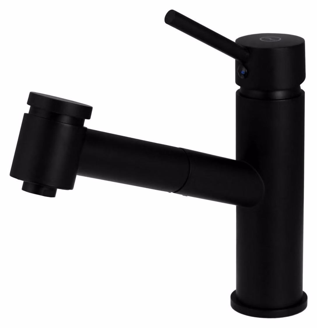 Miscelatore da cucina con doccetta estraibile, colore nero, marca Voss, modello Aquanello