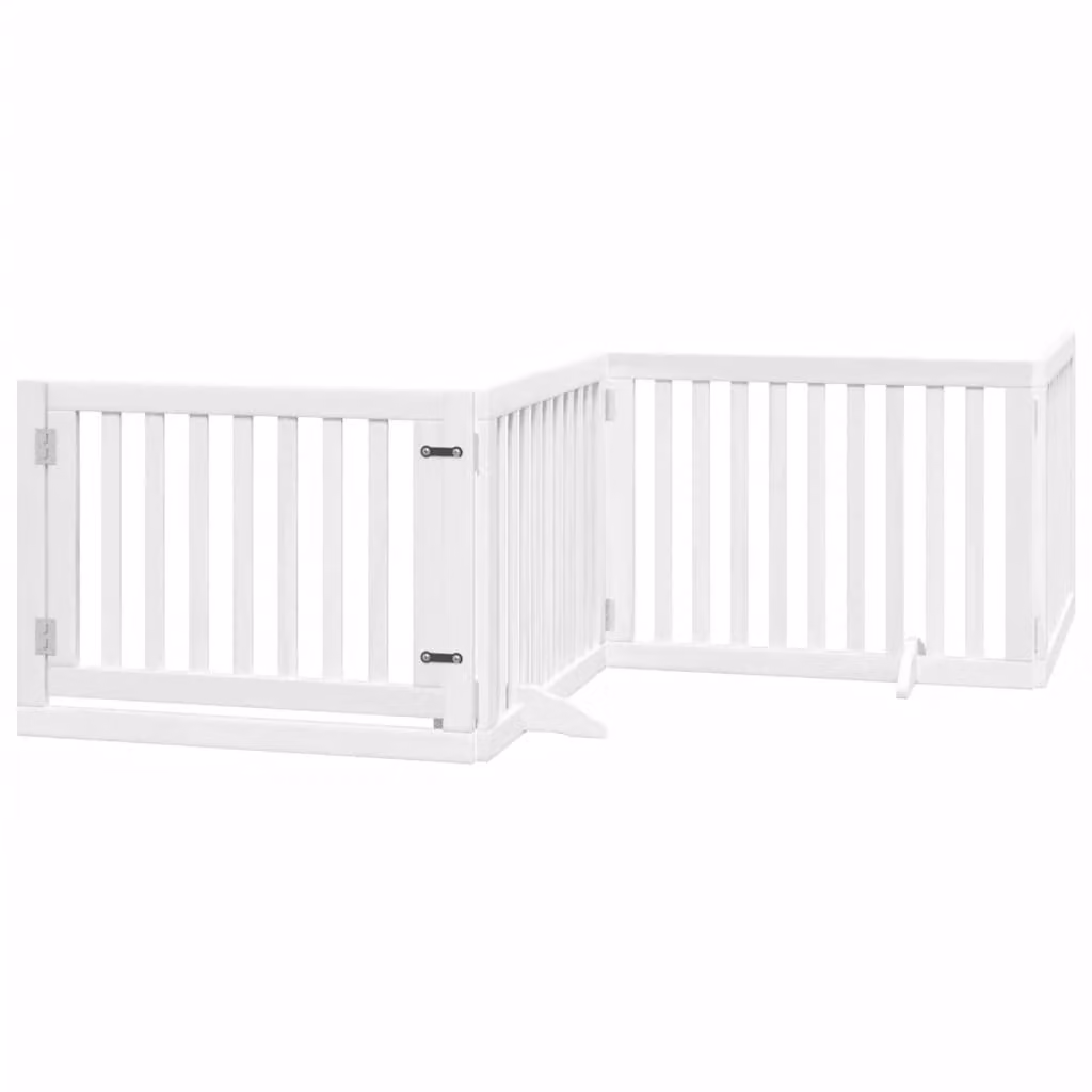 Cancello Cani Porta Pieghevole Bianco 4 Pannelli 320 cm Pioppo