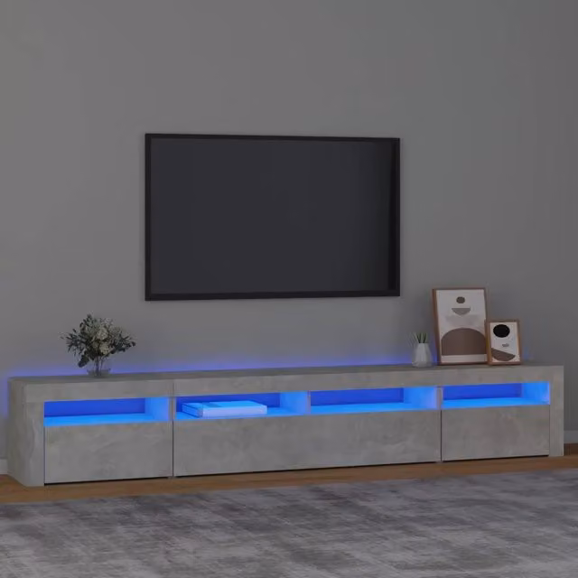 Mobile TV | Armadietto TV | Mobile Porta TV con Luci LED Grigio Cemento 240x35x40 cm
