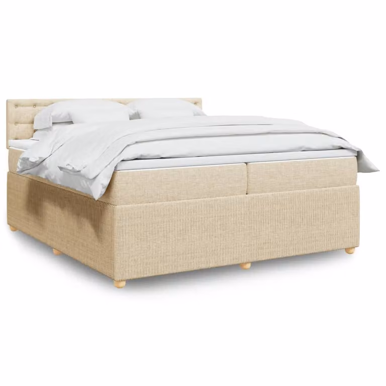 Maison Exclusive - Giroletto a Molle con Materasso Crema 200x200 cm in Tessuto